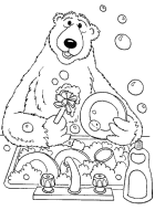 A coloring page of bear in the big blue house